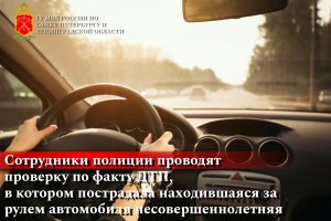 Сотрудники полиции проводят проверку по факту ДТП, в котором пострадала находившаяся за рулем автомобиля несовершеннолетняя